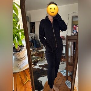 Fabletics Black Jumpsuit with Gold Zipper